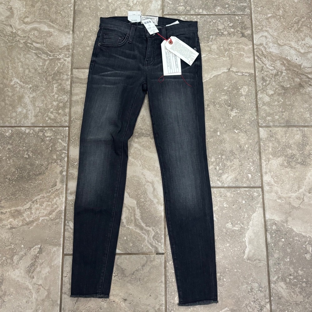 Current/Elliott The Stiletto Hawke Raw Hem Skinny Jeans Faded Black Sz‎ 25